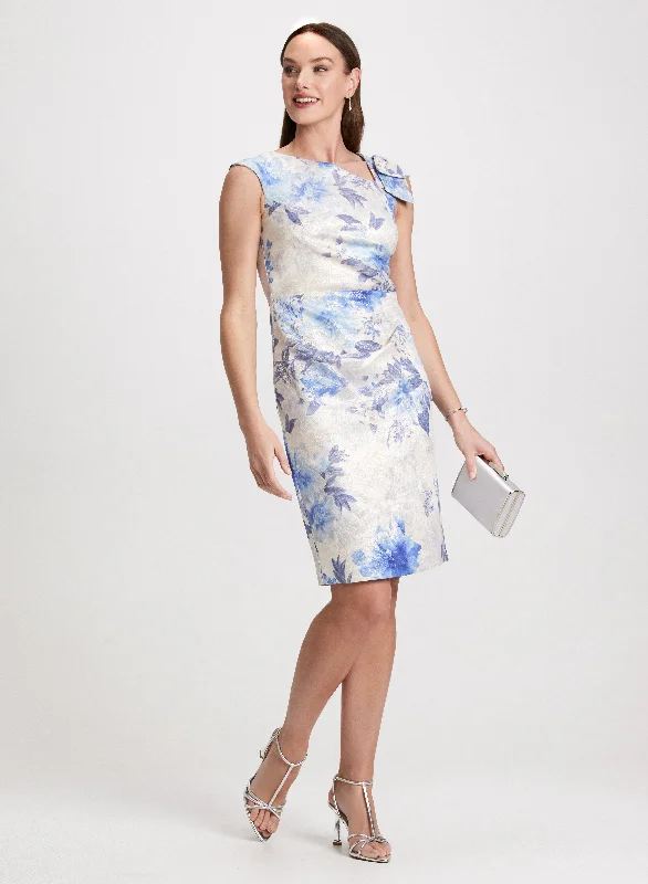 Midi dresses with cotton - blend materials for everyday comfortFloral Sheath Dress