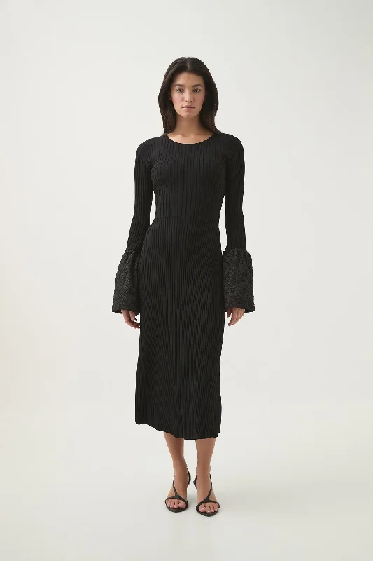 Sheath midi dresses with beaded embellishments for a formal occasionFlute Knit Midi Dress