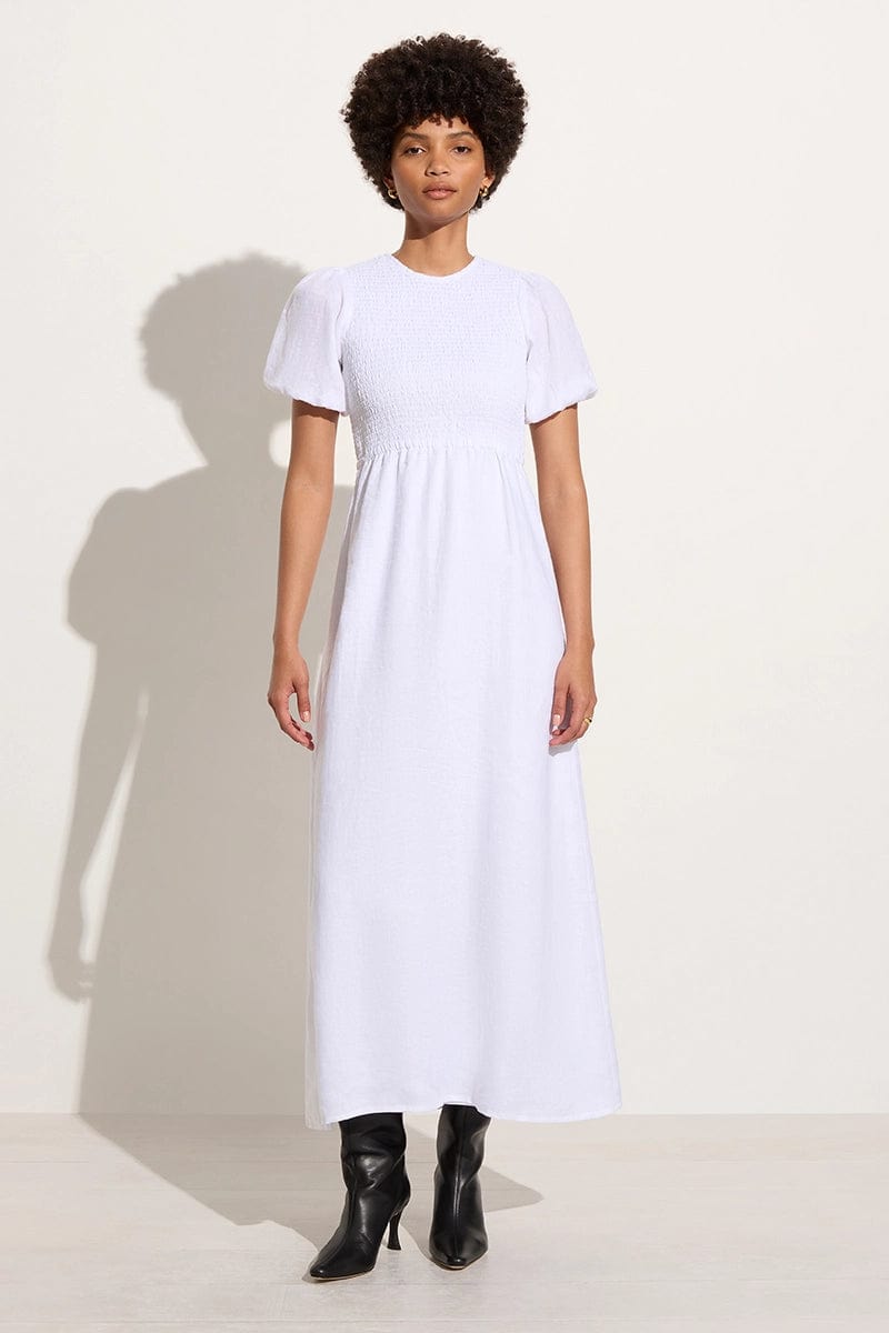 Midi dresses with tassel accents for a bohemian and free - spirited styleGloria Midi Dress White - Final Sale Midi dresses with tassel accents for a bohemian and free - spirited styleGloria Midi Dress White - Final Sale
