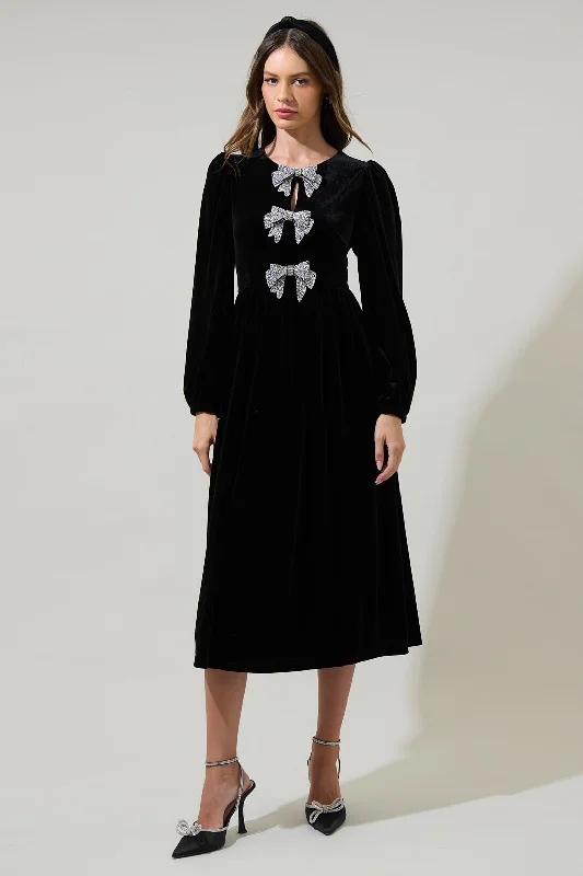 Midi dresses with halter necks for a stylish and comfortable optionJena Glow Bow Velvet Midi Dress