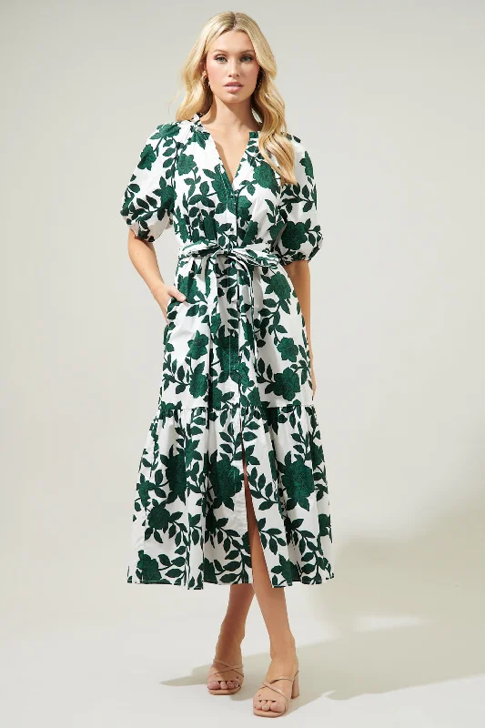 Midi dresses with mesh inserts for a trendy and breathable optionKane Floral Wynette Tiered Midi Dress