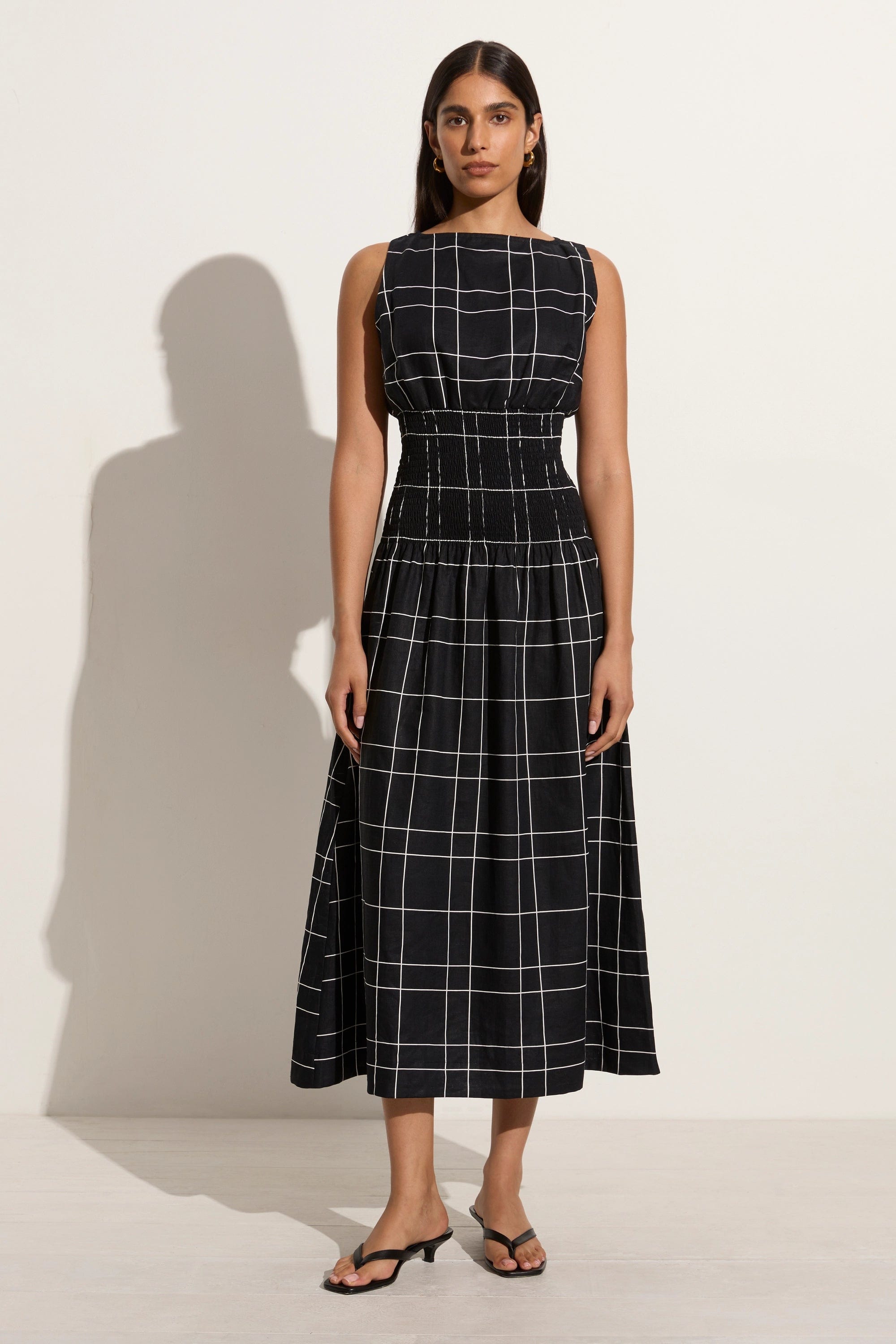 Midi dresses with tiered skirts for a bohemian festival lookLa Canella Midi Dress Letizia Check Black - Final Sale