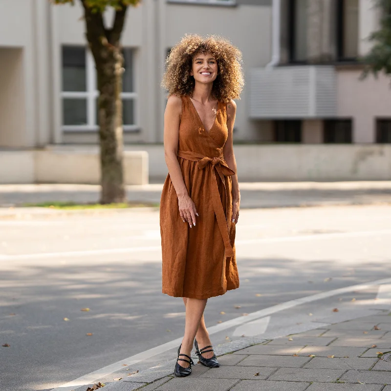 Velvet midi dresses in jewel tones for a glamorous winter eventLinen Wrap Dress Macie