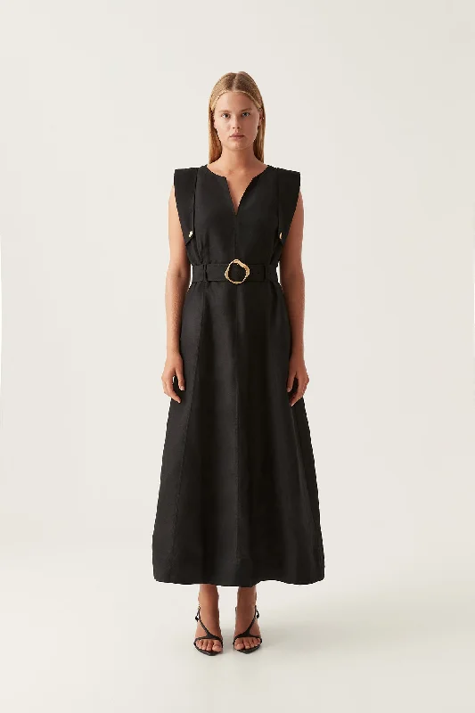 Midi dresses with mesh inserts for a trendy and breathable optionLyric Belted Midi Dress