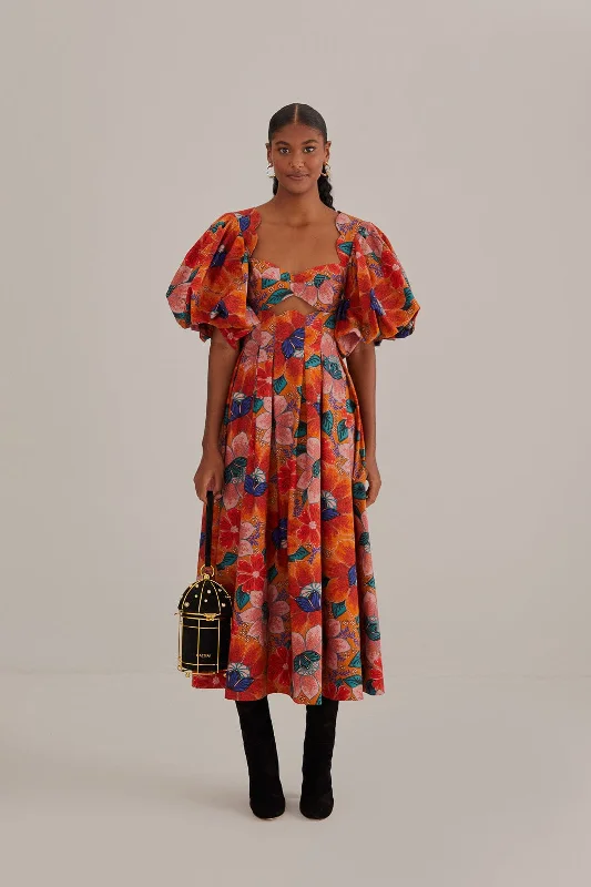 Midi dresses with satin - finish fabrics for a luxurious feelOrange Marias Floral Cut-Out Midi Dress