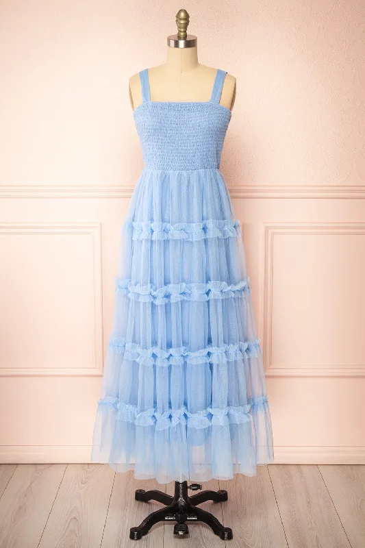 Midi dresses with pleated bodices for a classic and tailored lookMusai Blue | Long Dress w/ Ruched Top Midi dresses with pleated bodices for a classic and tailored lookMusai Blue | Long Dress w/ Ruched Top