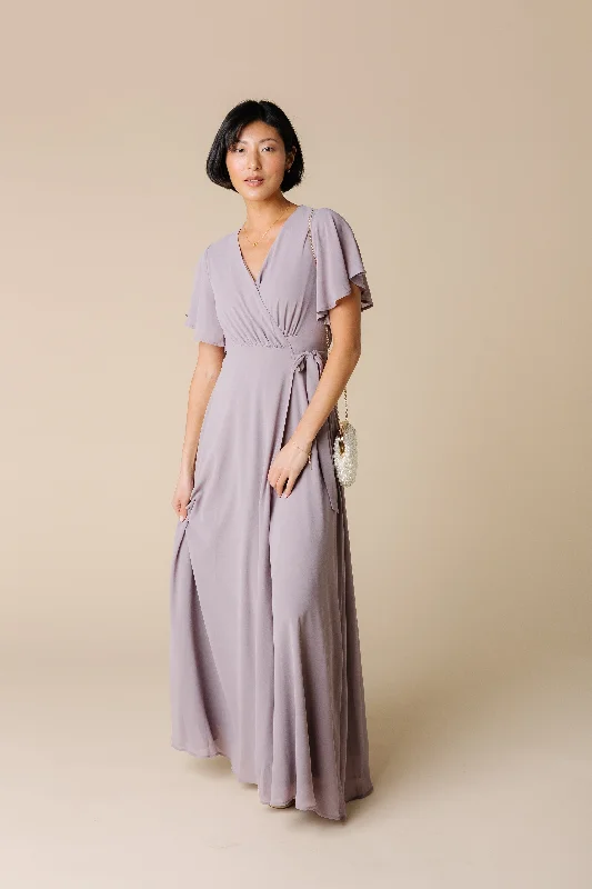 Midi dresses with button - down skirts for a unique and functional designNaples Flutter Sleeve Maxi Dress - Light Mauve Midi dresses with button - down skirts for a unique and functional designNaples Flutter Sleeve Maxi Dress - Light Mauve