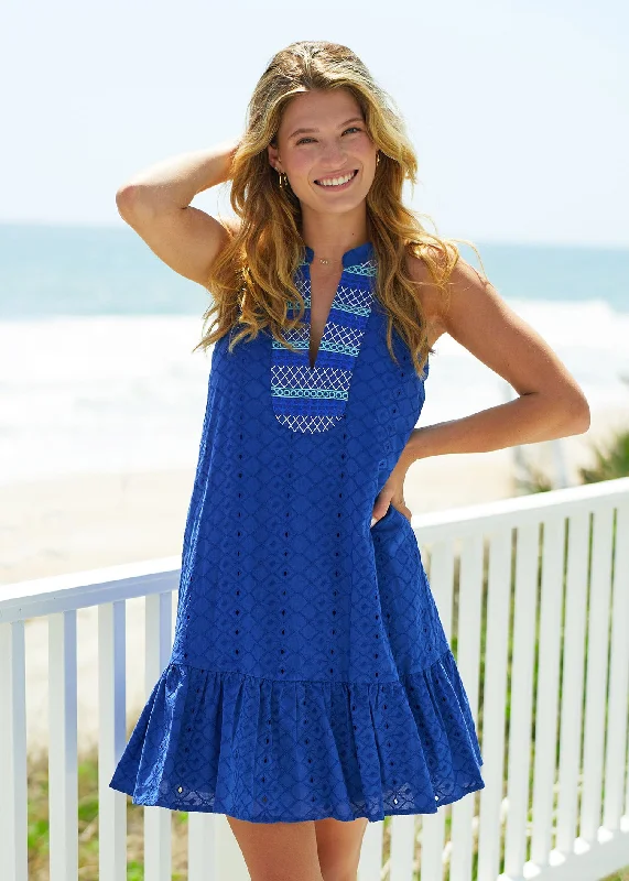 Midi dresses with wrap - around skirts for a customizable fitNavy Embroidered Eyelet Halter Dress Midi dresses with wrap - around skirts for a customizable fitNavy Embroidered Eyelet Halter Dress