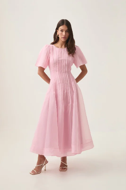 Midi dresses with lace - up fronts for a unique and adjustable styleNova Pleated Midi Dress Midi dresses with lace - up fronts for a unique and adjustable styleNova Pleated Midi Dress