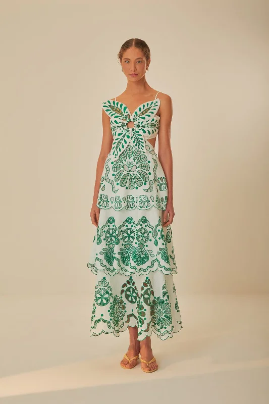 Midi dresses with polka dot prints for a playful summer outfitOff-White Flower Richelieu Euroflax™ Premium Linen Midi Dress