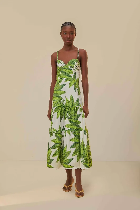 Midi dresses with belted waists to accentuate the figureOff-White Palm Fan Midi Dress