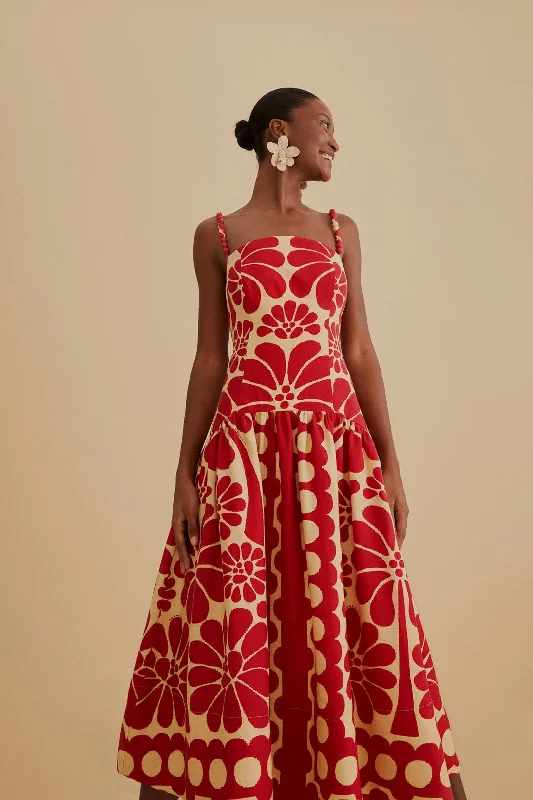 Midi dresses with belted waists to accentuate the figureRed Palermo Sleeveless Midi Dress