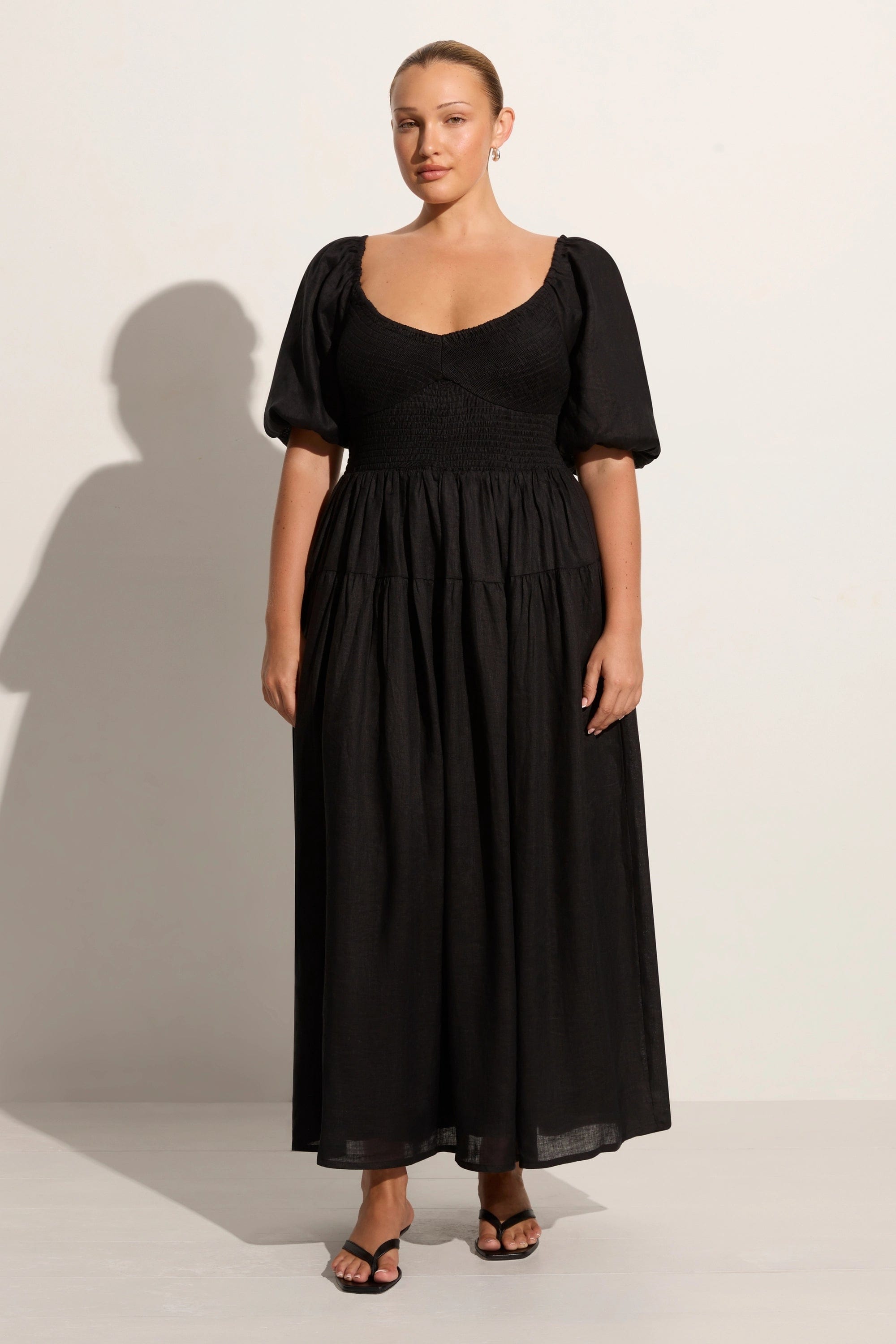 Midi dresses with button - front designs for a classic touchRosarico Midi Dress Black - Final Sale