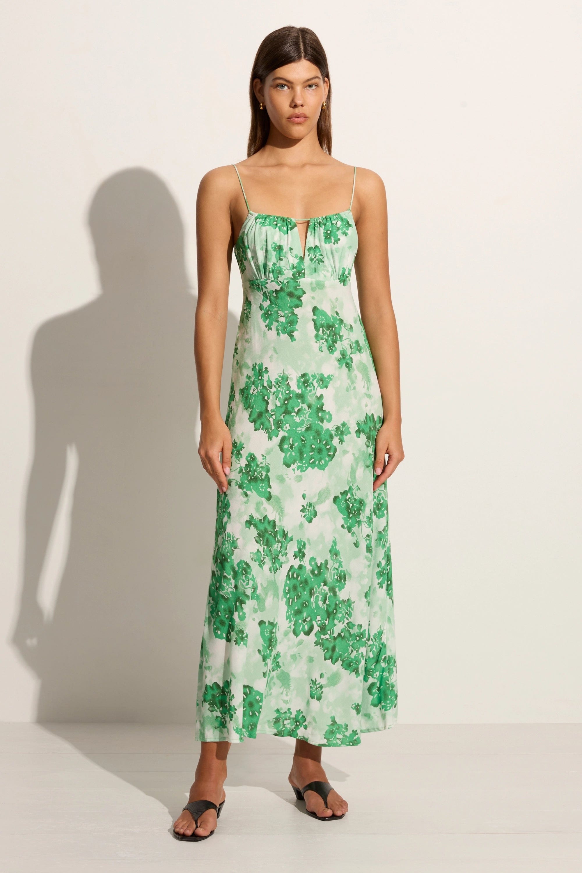 Midi dresses with patchwork patterns for a one - of - a - kind styleSan Paolo Midi Dress Rosella Floral Green