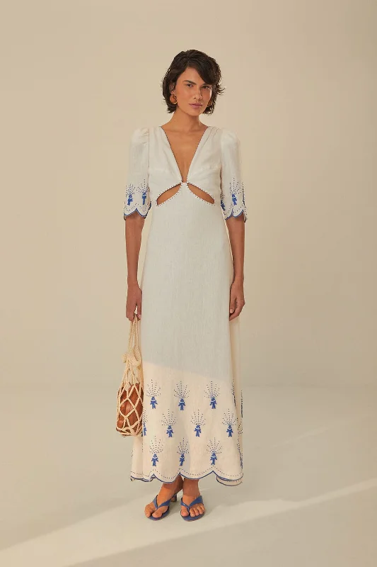 Midi dresses with satin - finish fabrics for a luxurious feelOff-White Sea Of Fish Embroidered Midi Dress