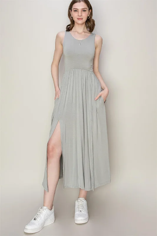 High - low midi dresses with geometric patterns for a modern partySleeveless Slit Midi Dress High - low midi dresses with geometric patterns for a modern partySleeveless Slit Midi Dress