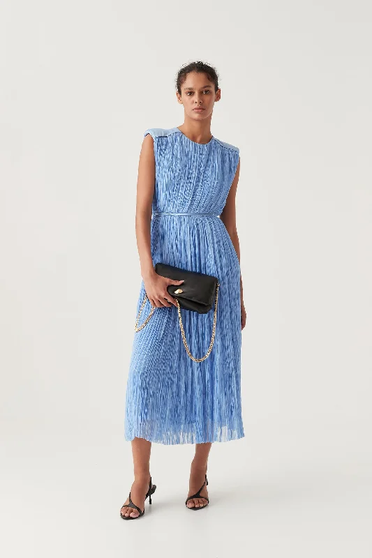 Midi dresses with ribbed textures for a unique and tactile appearanceSolstice Pleated Midi Dress