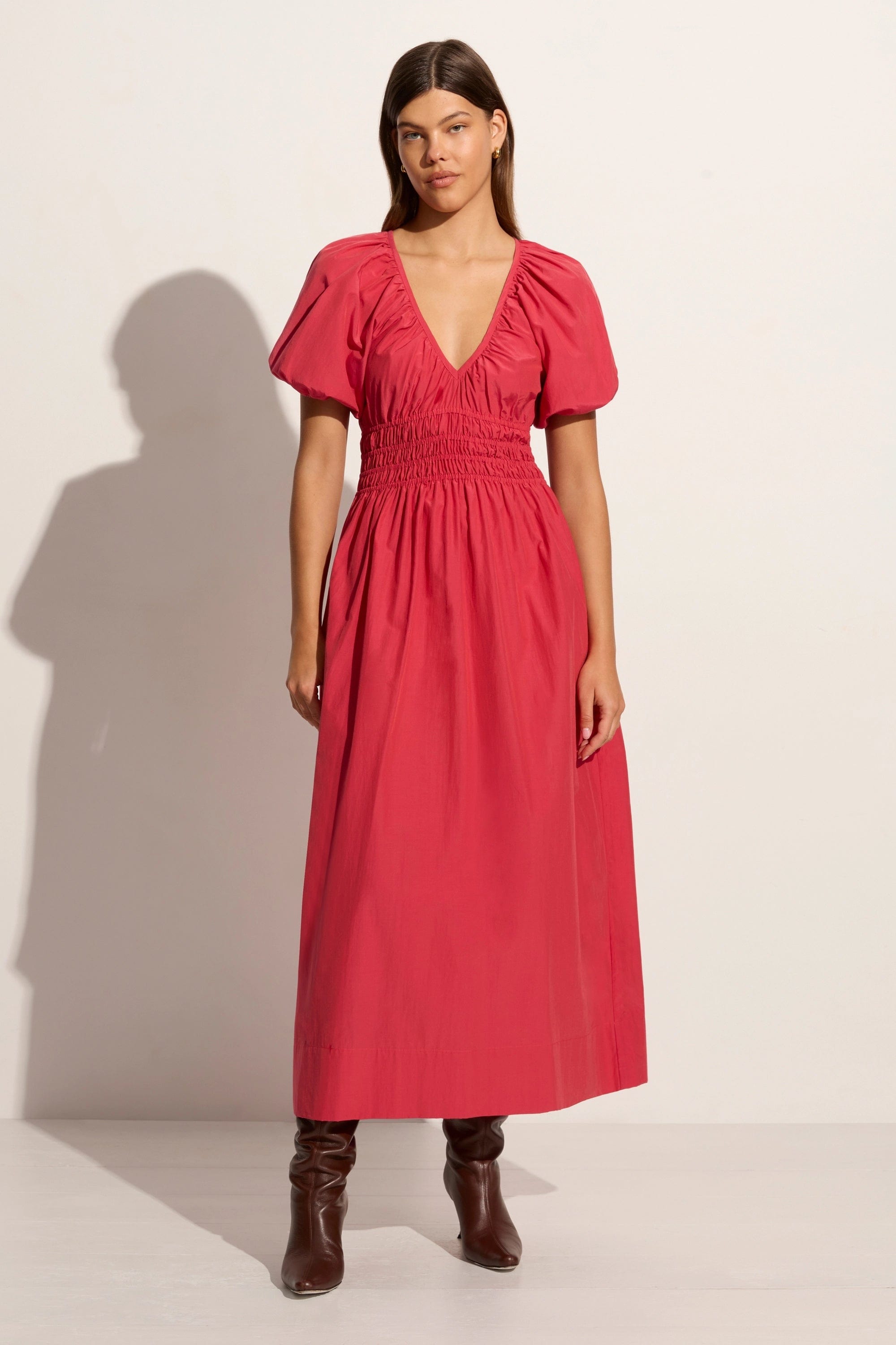 Midi dresses with wrap - around skirts for a customizable fitTeatro Midi Dress Crimson - Final Sale Midi dresses with wrap - around skirts for a customizable fitTeatro Midi Dress Crimson - Final Sale
