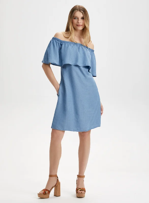 Midi dresses with ruched bodices for a feminine and fitted feelTencel Off The Shoulder Dress Midi dresses with ruched bodices for a feminine and fitted feelTencel Off The Shoulder Dress