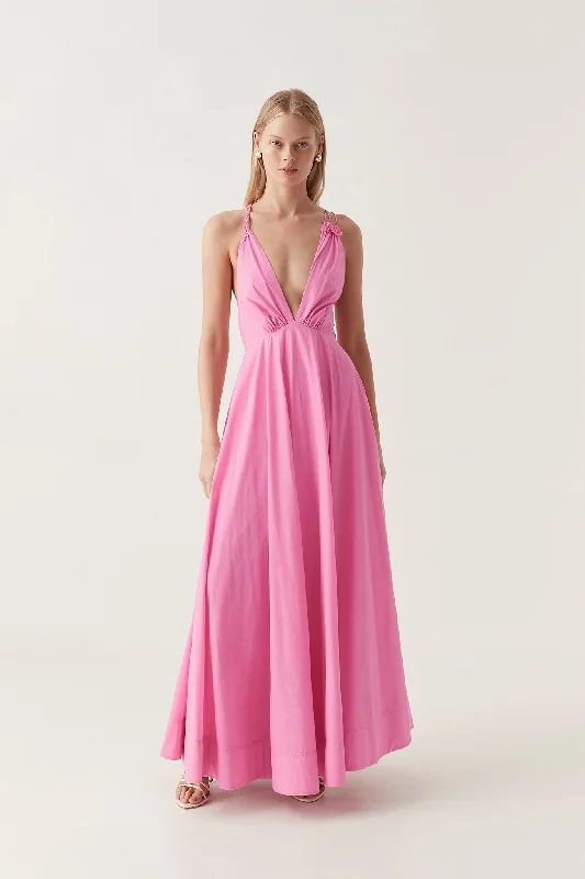 Sleeveless midi dresses with lace details for summer weddingsVellum Maxi Dress