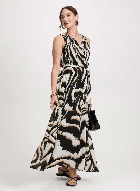 Midi dresses with cotton - blend materials for everyday comfortZebra-Print Maxi Dress
