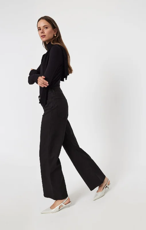 Plus - Size Denim Top for a Comfortable and Stylish FitALENA WIDE LEG IN BLACK LUXE TWILL