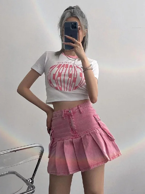 Denim skirts with belt loops for accessorizingBarbie Pleated Cargo Mini Skirt
