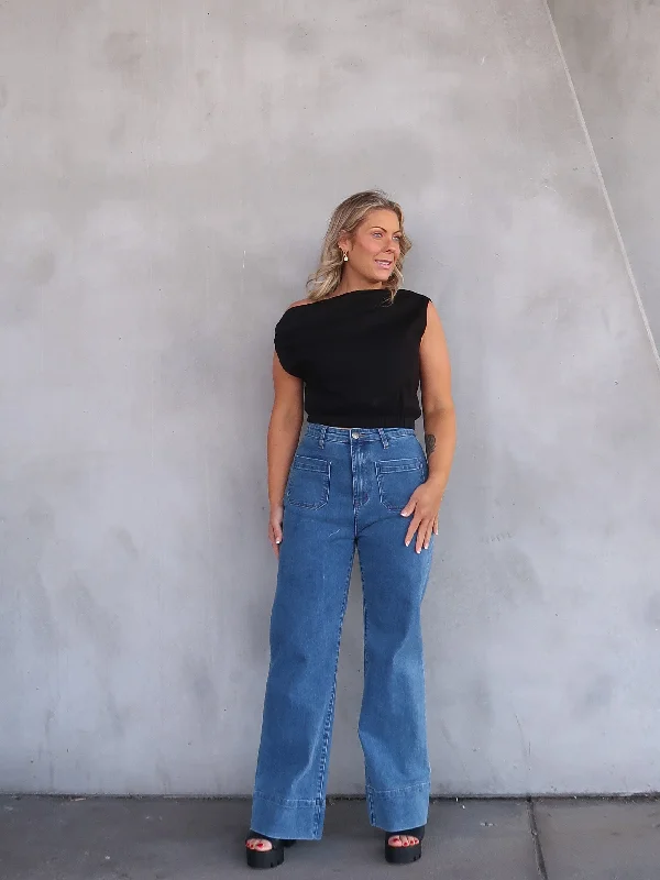 Denim Top with a Floral Print for a Feminine TouchBentley Jeans - Dark Denim