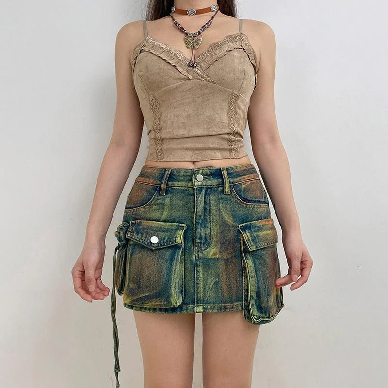 Flared denim skirts for a retro charmCargo Denim Mini Skirt