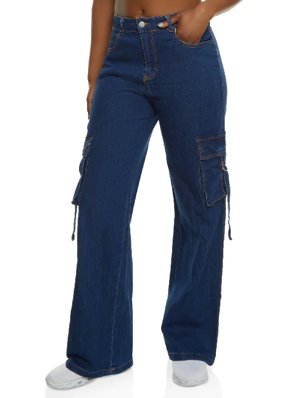 Ripped Denim Top for a Rebellious Fashion StatementDenim Cargo Wide Leg Pants