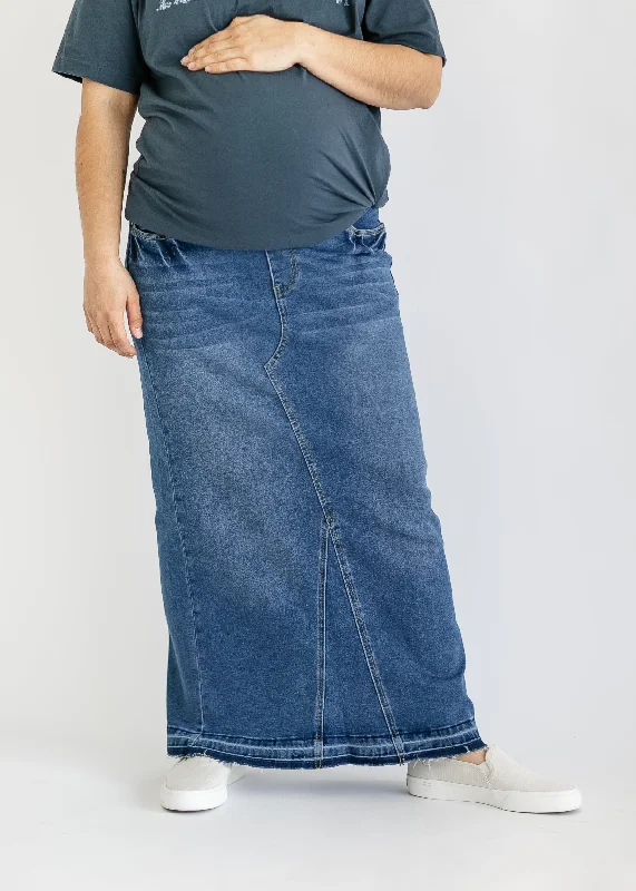 Denim skirts for office wear with a professional touchElise Maternity Maxi Denim Skirt