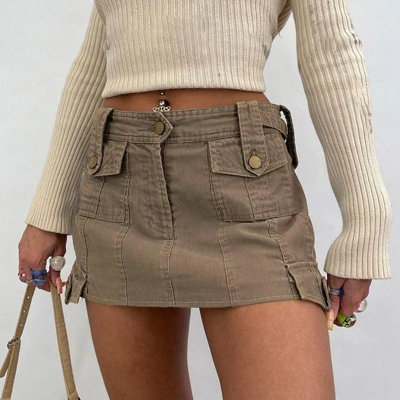 Denim skirts with fringe for a Western lookFairy Grunge Cargo Mini Skirt