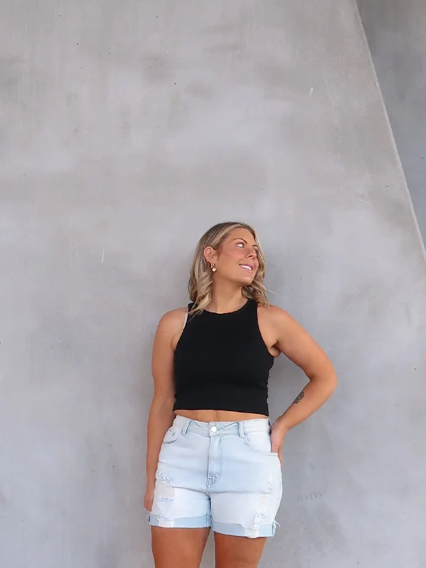 Fringed Denim Top with a Bohemian FlairIssy Denim Shorts - Blue