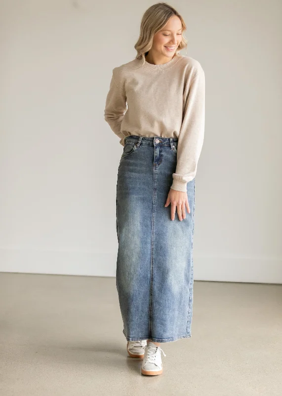 Plus - size denim skirts for a comfortable fitKyra Long Denim Skirt - FINAL SALE