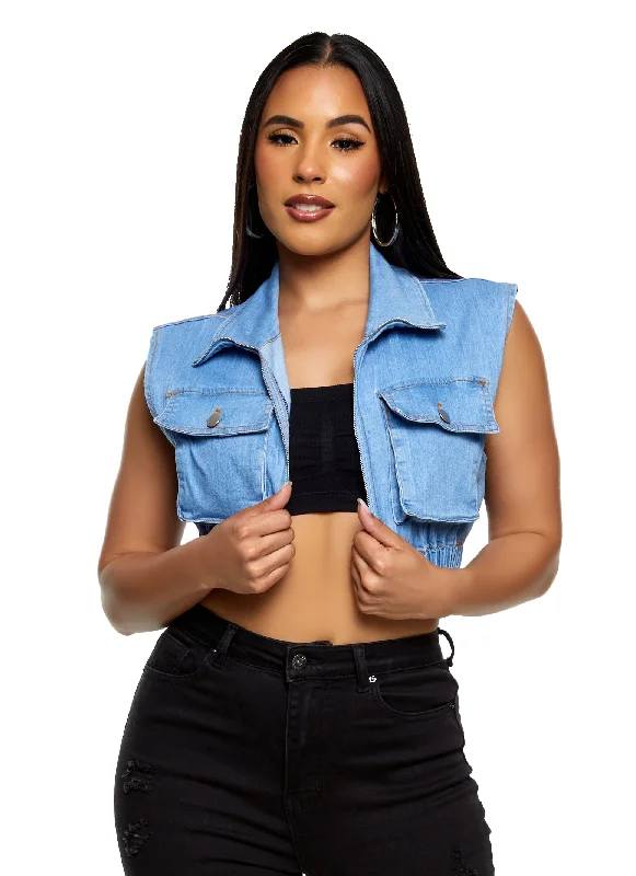 Distressed Denim Top for a Trendy and Edgy LookDaisy Denim Cropped Vest