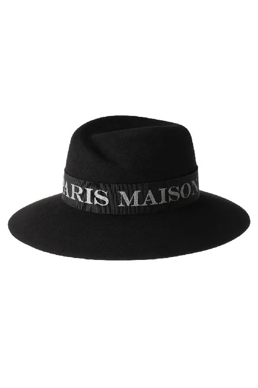 Plus - Size Denim Top for a Comfortable and Stylish FitMaison Michel Virginie Platinum Logo Felt Hat - Black