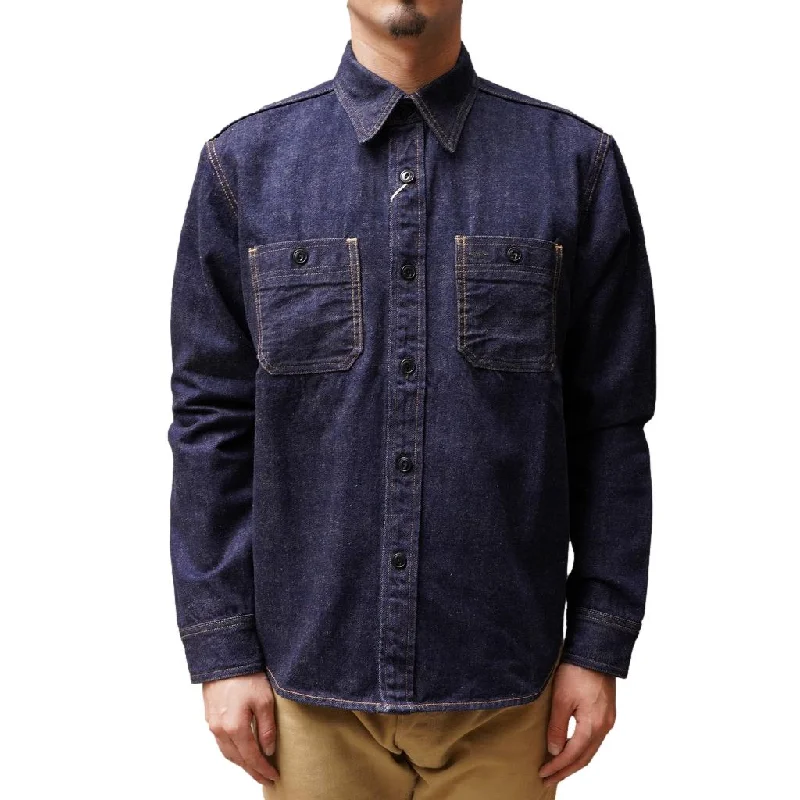 Ripped Denim Top for a Rebellious Fashion StatementStudio D'Artisan 45th Anniversary "Ishikawadai" Selvedge Work Shirt