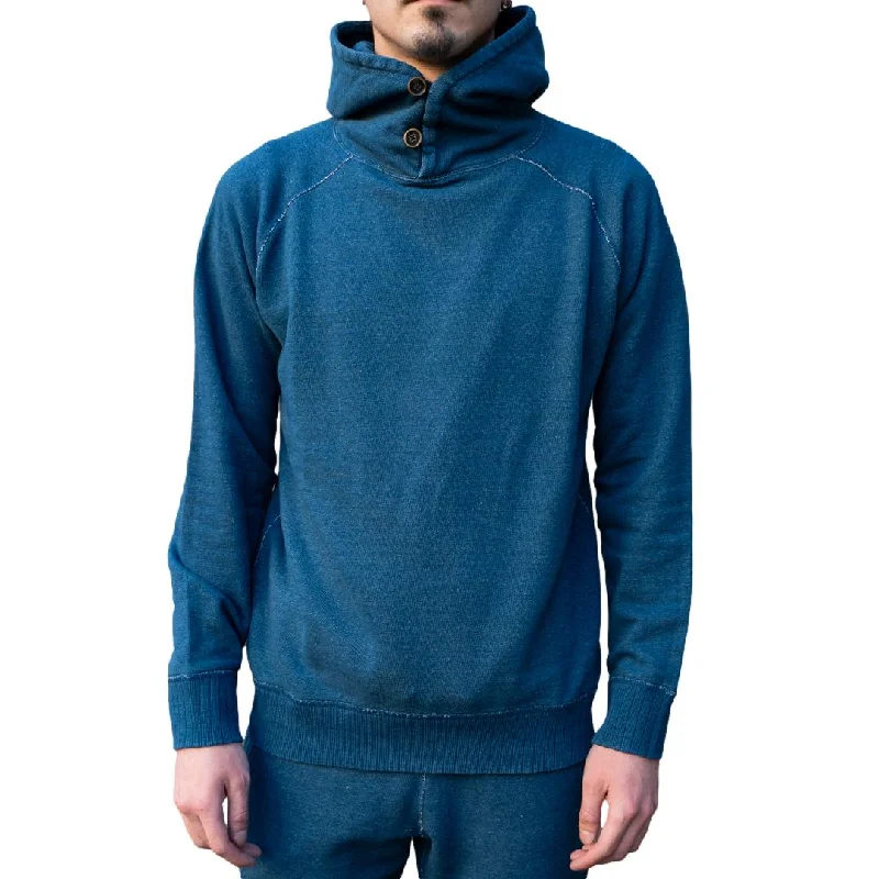 Patchwork Denim Top with a Unique and Artistic AppealPure Blue Japan "Greencast Indigo" Hoodie