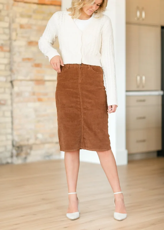 Denim skirts and blouses for a more formal ensembleRemi Corduroy Midi Skirt