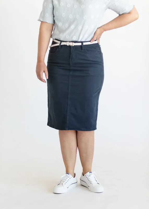 Pencil - style denim skirts for a sleek appearanceRemi Navy Denim Midi Skirt - FINAL SALE
