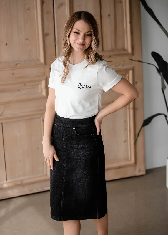 Denim skirts for office wear with a professional touchSandra Black Midi Skirt - FINAL SALE