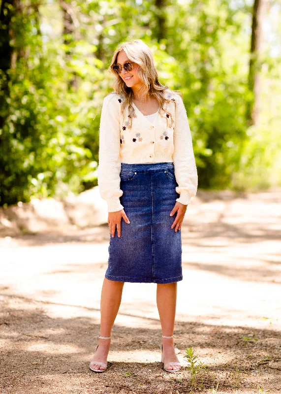 Denim skirts for women over 40 with classic stylesSandra Vintage Wash Midi Skirt - FINAL SALE