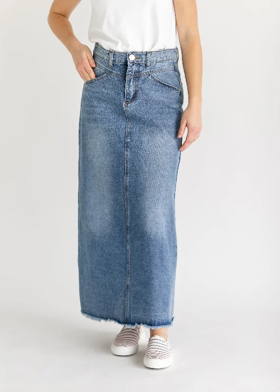 Maxi denim skirts for a bohemian feelShenoa Maxi Denim Skirt - FINAL SALE