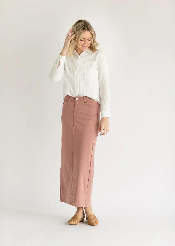 Dark - wash denim skirts for a more formal lookStella Burlwood Denim Maxi Skirt - FINAL SALE