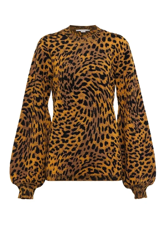 Denim Top with a Collared Neckline for a Preppy StyleStella McCartney Cheetah Knit Jumper - Multi