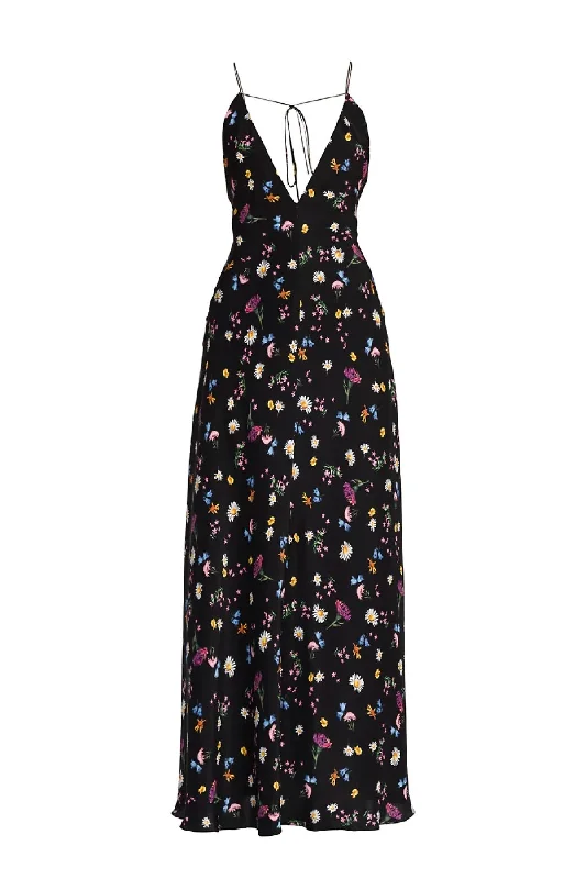 Denim Top with a Floral Print for a Feminine TouchStella McCartney Ditsy Floral Print Maxi Dress - Black Multi