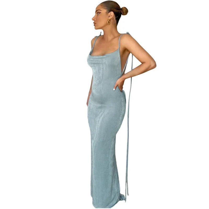 Maxi dresses with bow accents at the waist for a sweet appearance2022 Women Swing Collar Backless Maxi Dress Sexy Spaghetti Strap Slim Sleeveless Prom Dress Long Club Party Beach Dress Outfits Maxi dresses with bow accents at the waist for a sweet appearance2022 Women Swing Collar Backless Maxi Dress Sexy Spaghetti Strap Slim Sleeveless Prom Dress Long Club Party Beach Dress Outfits
