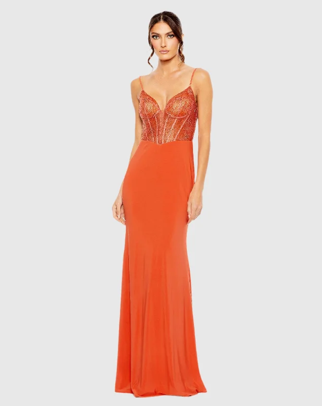 Maxi dresses with a criss - cross back for a flirty and unique detailSweetheart Mesh Embellished Gown Maxi dresses with a criss - cross back for a flirty and unique detailSweetheart Mesh Embellished Gown