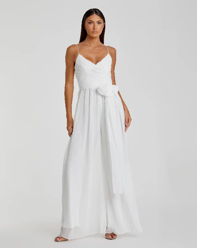 Maxi dresses with cut - out details on the sides for a modern edgeFlowy Faux Wrap Jumpsuit Maxi dresses with cut - out details on the sides for a modern edgeFlowy Faux Wrap Jumpsuit