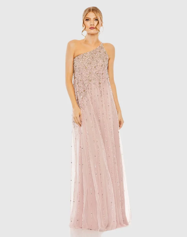 Cotton maxi dresses for a comfortable and everyday - wear optionOne Shoulder Embellished Trapeze A Line Gown Cotton maxi dresses for a comfortable and everyday - wear optionOne Shoulder Embellished Trapeze A Line Gown